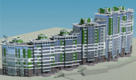 Жилой дом на пересечении улиц Короленко- Волгоградская. Каскадный вариант